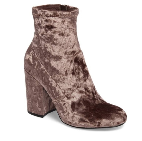 Steve Madden Shoes - Steve Madden Gaze Velvet Booties in Mushroom